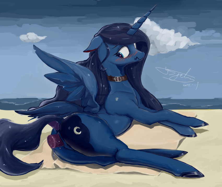 absurd_res alicorn anal anal_masturbation anal_sex anus ass beach blush bodily_fluids butt_focus casual casual_masturbation collar cutie_mark dildo dildo_in_ass dildo_in_pussy dildo_penetration dock equid equine exhibitionism feathered_wings feathers female feral friendship_is_magic genital_fluids genitals hasbro hi_res horn looking_back mammal masturbation my_little_pony nude penetration pomf princess_luna_(mlp) public pussy pussy_juice rear_view sand seaside sex_toy sex_toy_in_ass sex_toy_in_pussy sex_toy_penetration solo toying_self vaginal_penetration wings ymsgelgoog