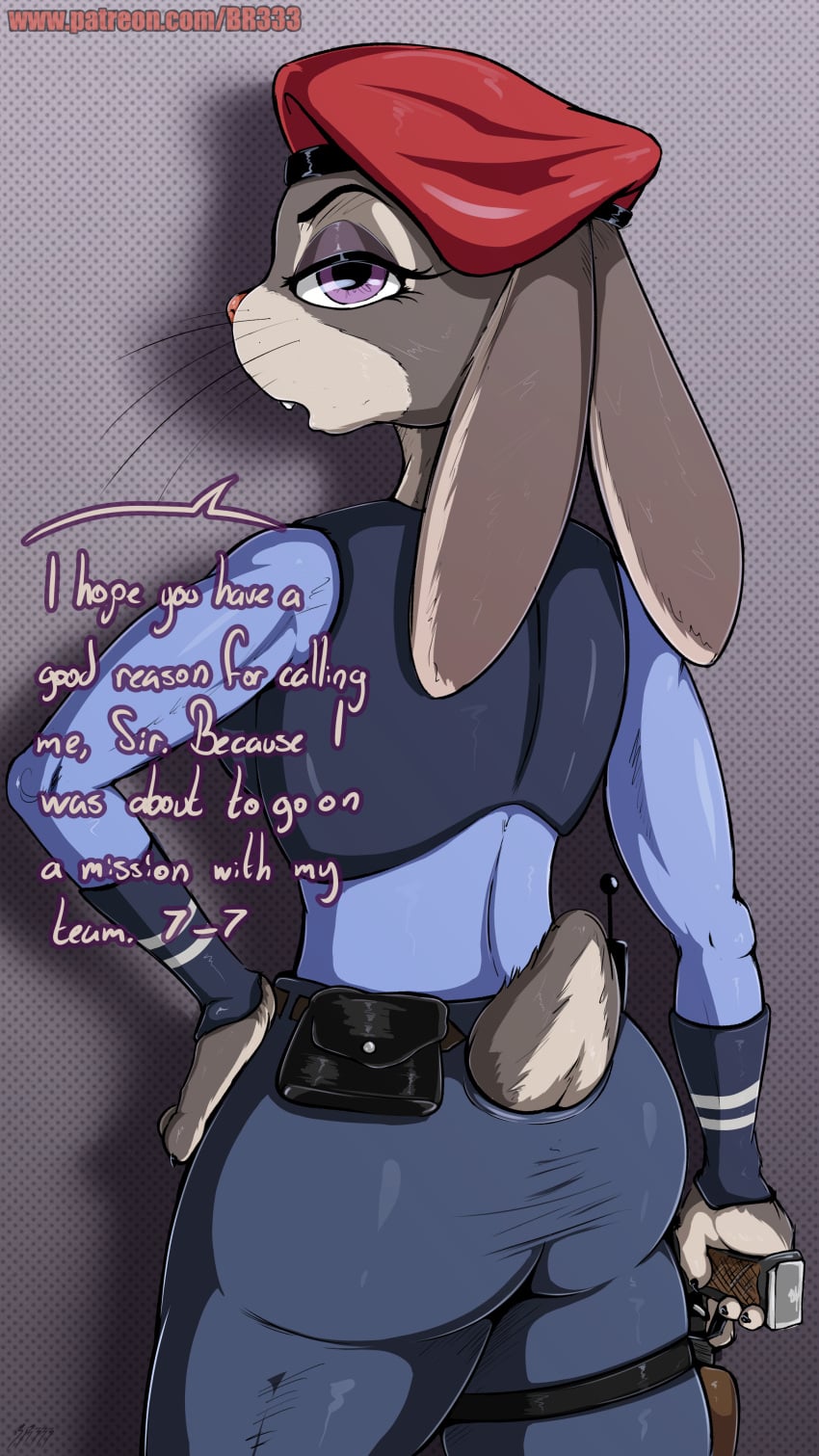 2026 big_ass big_butt br333 female judy_hopps nsfw police_uniform rabbit rabbit_ears rabbit_tail rear_view
