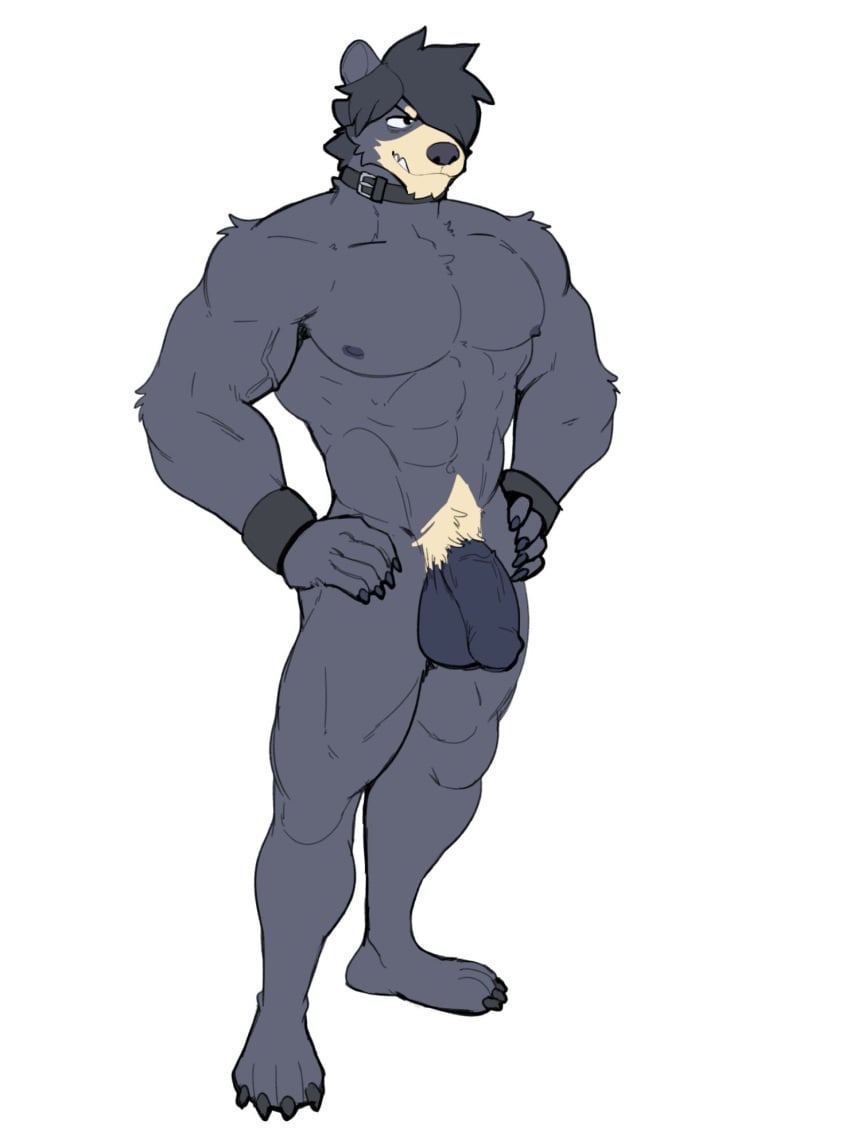 2024 abs anthro balls bangs bear biceps big_balls big_muscles big_penis bracelet claws collar flaccid foreskin fur genitals hair hands_on_hips hi_res humanoid_genitalia humanoid_penis jewelry jrjresq male mammal marsh_(jrjresq) muscular muscular_anthro muscular_male navel nipples nude pecs penis plantigrade pubes simple_background smile solo standing tuft vein white_background