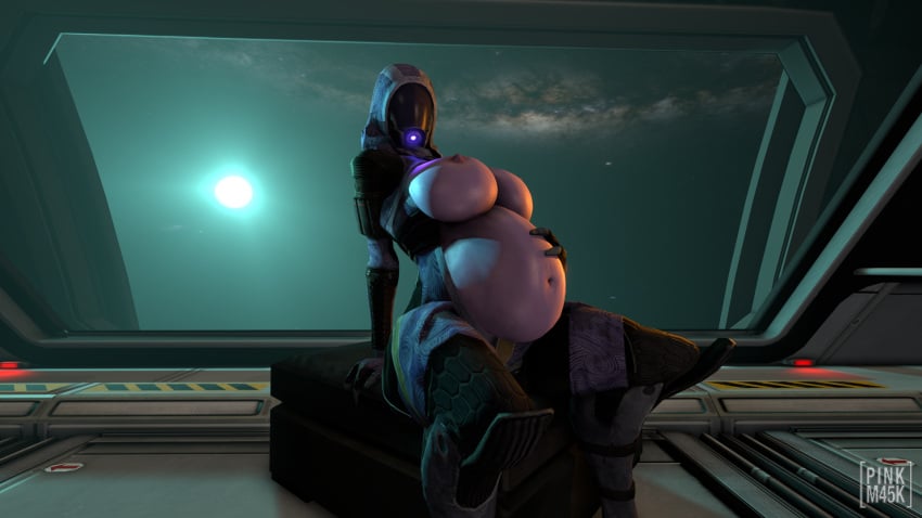 3d exposed_breasts gigantic_breasts hand_on_belly image large_breasts looking_at_viewer mass_effect partially_clothed pinkm45k pregnant pregnant_female presenting_belly purple_skin quarian sitting sitting_on_chair source_filmmaker space suit tali'zorah_nar_rayya watermark