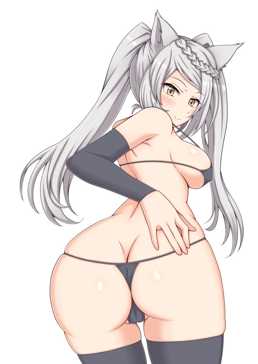 ass big_ass fraux granblue_fantasy hand_on_ass large_ass leggings looking_at_viewer looking_back micro_bikini presenting presenting_hindquarters smile suzuka_iz suzukaze_izu wolf_girl yakuryo