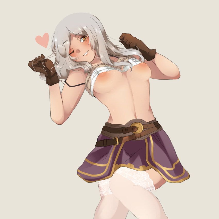 alternate_hairstyle alternate_version_available breasts breasts_out camisole camisole_lift female female_only fire_emblem fire_emblem_awakening hair_down kyo-usa kyousa38 light-skinned_female light_skin robin_(fire_emblem) robin_(fire_emblem)_(female) skirt smile source_request tagme thighhighs