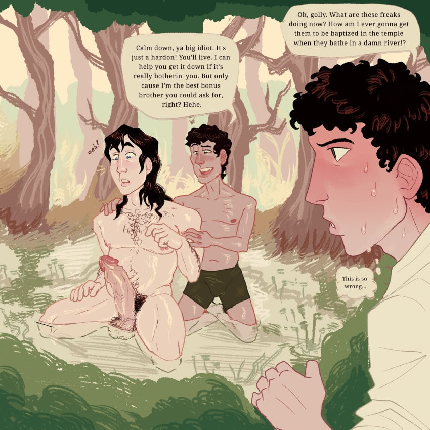 2boys 3boys adoptive_incest adoptive_siblings appalachian assisted_bathing assisted_exposure bad_teeth bath bathing bathing_in_river behind_bush big_penis blue_eyes brown_hair buckteeth completely_nude completely_nude_male confused confused_look confusion country country_boy countryside curly_hair dark_hair digital_drawing_(artwork) digital_media_(artwork) dumb dumb_male english english_text erection flushed flushed_face flushed_skin fully_clothed fully_nude grass green_eyes green_shorts helping helping_hand huge_cock human innocent intellectual_disability learning_disability male_only mental_disability mentally_challenged mentally_deficient mormon mormon_missionary mormonism mr_shrink muscular nature nature_background nonverbal offering offering_handjob offering_help offering_sex offering_to_another original original_character original_characters pale_skin partially_clothed partially_clothed_male partially_submerged precum precum_bead precum_drip precum_on_penis pseudo_incest pseudo_incest_(lore) red_in_the_face religious religious_themes river soaking soaking_wet special_needs stupid stupid_looking sweatdrop sweating sweating_male sweating_profusely too_dumb_to_live trees uncut uneducated watching watching_from_afar water wet wet_hair
