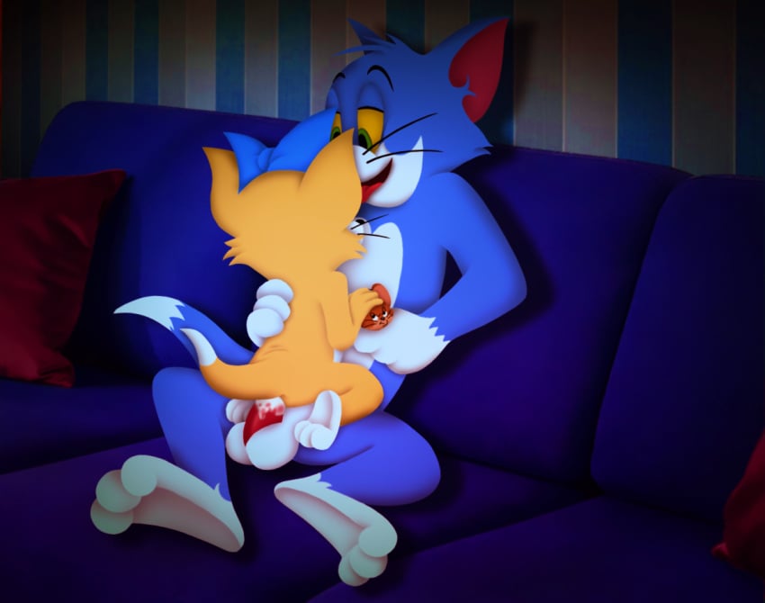 1girls 2boys amegared anthro domestic_cat felid feline felis female jerry_mouse male mammal straight tom_and_jerry tom_cat toodles_galore toots turner_entertainment