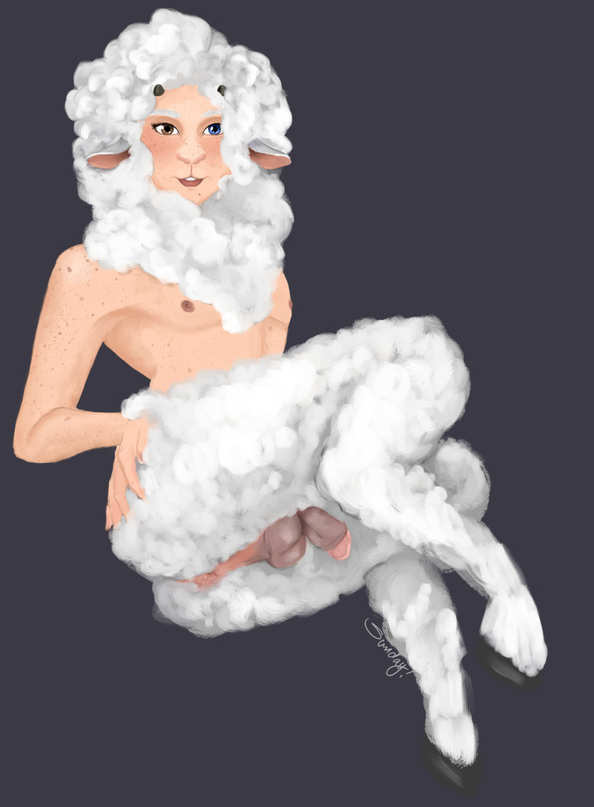 anus balls faun femboy flaccid flaccid_penis hair heterochromia horns horns_and_hooves horsecock lamb male male_only satyr sheep solo solo_male sunday sundaynoches thighs trap white wool wool_(fur)