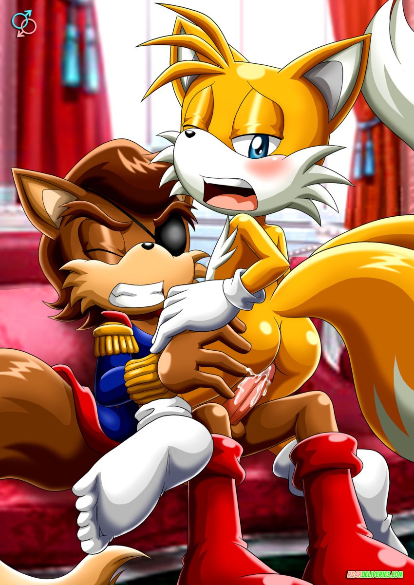 2boys amadeus_prower anal anal_sex ass balls bbmbbf blush closed_eyes cum cum_in_ass cum_inside father_and_son gay incest looking_at_viewer male male/male male_only one_eye_closed open_mouth palcomix penis rear_deliveries sega sex socks sonic_(series) tails teeth tongue