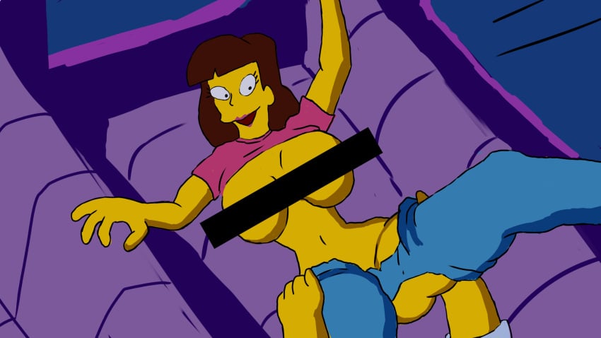 ashley_grant babysitter big_breasts censored cheating cheating_wife homer_simpson inside_car night the_simpsons