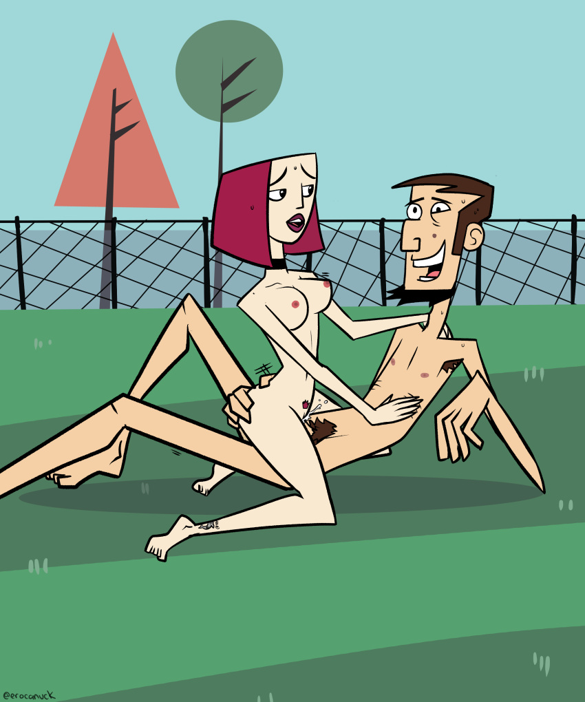 abe_lincoln_(clone_high) areolae armpit_hair breasts brown_hair busty choker clone_high erocanuck female female_on_top goatee hourglass_figure joan_of_arc_(clone_high) lipstick male medium_breasts nipples nude nude_female nude_male nudity outdoor_sex outdoors outside pale-skinned_female pale_skin penetration penis pubic_hair purple_hair sex tattoo unshaved_pussy vagina vaginal vaginal_penetration vaginal_sex wide_hips