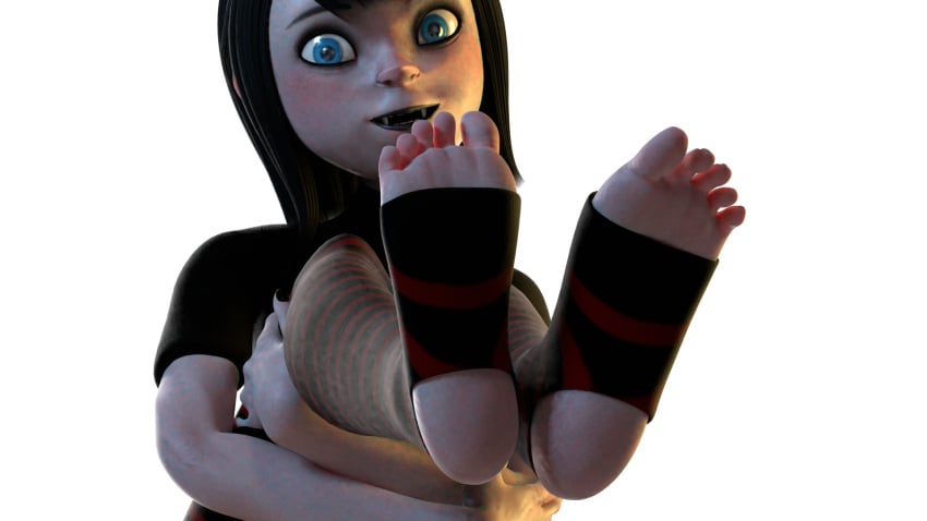 3d black_hair blue_eyes clothed dracula feet feet_up female goth gothic hotel_transylvania legs mavis_dracula pov pov_eye_contact pov_feet staring toes