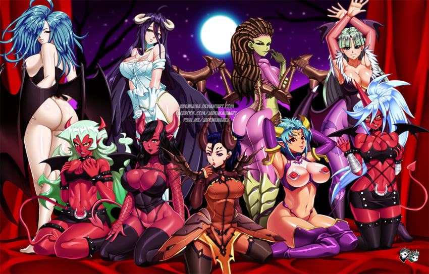 2021 6+girls 9girls ahoge albedo_(overlord) armor armpits arms_above_head arms_behind_head arms_up artist_name ass back bandage bandages bare_arms bare_shoulders bat_print bat_wings berserk big_ass big_breasts black_clothing black_eyes black_feathers black_hair black_lipstick blue_eyes blue_hair bodysuit bracelet breast_fondling breast_grab breastless_clothes breasts bridal_gauntlets brown_eyes brown_hair carrera chest_tattoo cleavage clothed clothing cloud cosplay crossover curtains dark-skinned_female dark_skin darkstalkers demon_girl demon_horns demon_tail demon_wings deviantart dress ear_piercing elbow_gloves eyebrows_visible_through_hair eyes_visible_through_hair feathered_wings feathers feet female female_only finger_to_mouth fishnet_gloves fishnet_shirt fishnets fondling glasses gloves green_hair green_skin grin groping groping_self hair_over_one_eye harem hi_res high_heel_boots high_heels highres horns huge_ass huge_breasts humanoid jadenkaiba jewelry kneeling kneesocks_daemon large_ass large_breasts leotard lipstick long_ears long_hair looking_at_viewer looking_back makeup matching_hair/eyes mercy midriff moon morrigan_aensland multiple_girls myserra navel night nipple_bulge orange_clothing overlord_(maruyama) overwatch panty_&_stocking_with_garterbelt pantyhose pendant piercing pink_gloves pink_lipstick pixiv pointy_ears pose puffy_areola purple_eyes purple_gloves purple_hair purple_thighhighs purple_thong red_eyes red_lipstick red_skin revealing_clothes sarah_kerrigan scanty_daemon seductive see-through seiza self_fondle semi-rimless_glasses shadow shiny shiny_hair short_hair sideboob sitting slan smile spiked_bracelet spikes standing star starcraft starry_sky stockings succubus tail tank_top tattoo teeth tentacle tentacle_hair thick_thighs thigh_boots thighhighs thighs thong toes underwear url v_arms very_long_hair villainess viper_(series) viper_gts viper_gts_(ova) wariza watermark white_dress white_gloves white_skin wide_hips wings yellow_eyes yokozuwari zettai_ryouiki