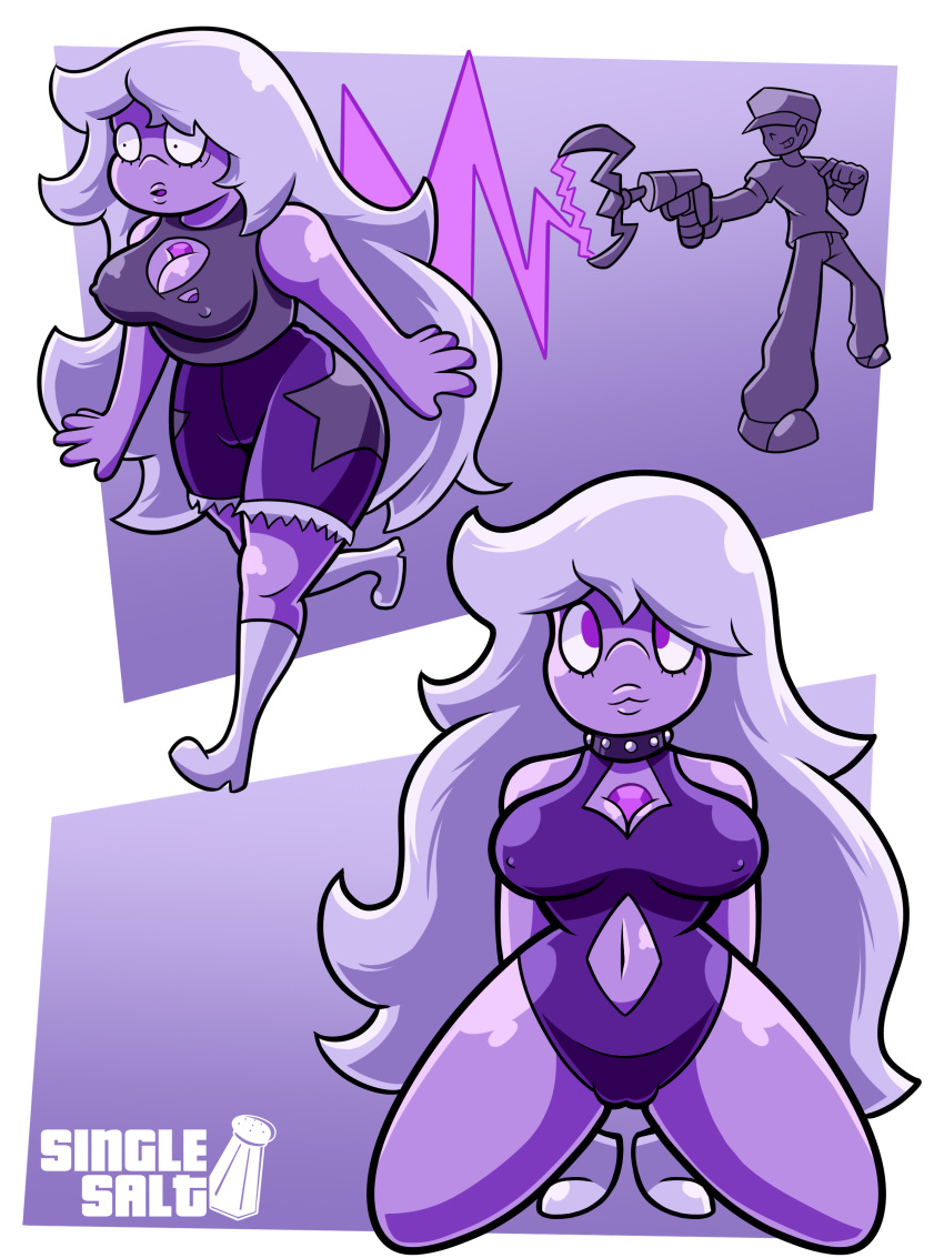 alien amethyst_(steven_universe) breasts cartoon_network cleavage collar crystal_gem gem gem_(species) hypnosis mind_control purple_skin singlesalt slave slut_ray steven_universe