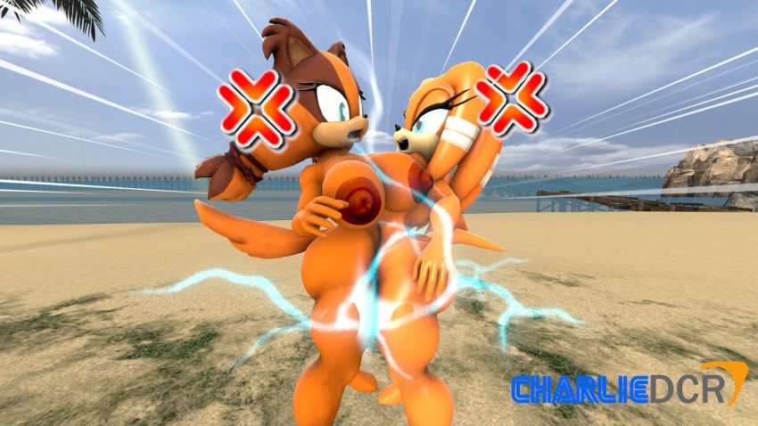 2girls 3d 3d_model angry badger blue_eyes breasts brown_body charliedcr duo echidna eyelashes female fighting half-closed_eyes kabalmystic lighting mobian mobian_(species) mobian_echidna nipples orange_body sega sonic_(series) sonic_adventure sonic_boom sonic_the_hedgehog_(series) standing sticks_the_badger sticks_the_badger_(kabalmystic) tikal_the_echidna tikal_the_echidna_(kabalmystic) toes