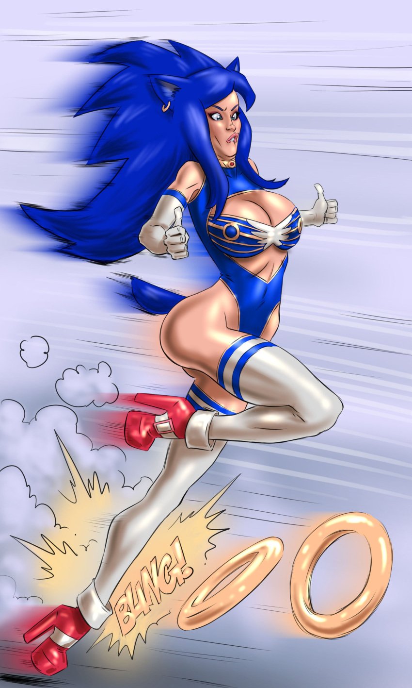 ass big_breasts blue_eyes bra breasts bubble_butt busty butt cleavage cleavage_cutout cosplay elbow_gloves eyeshadow fenris_comix full_body grimace hat hedgehog high_heels hourglass_figure jessica_nigri leotard lipstick makeup mascara pose posing rule_63 running sega sonic_(series) sonic_the_hedgehog sonic_the_hedgehog_(series) sonique_the_hedgehog thighhighs thumbs_up wide_hips