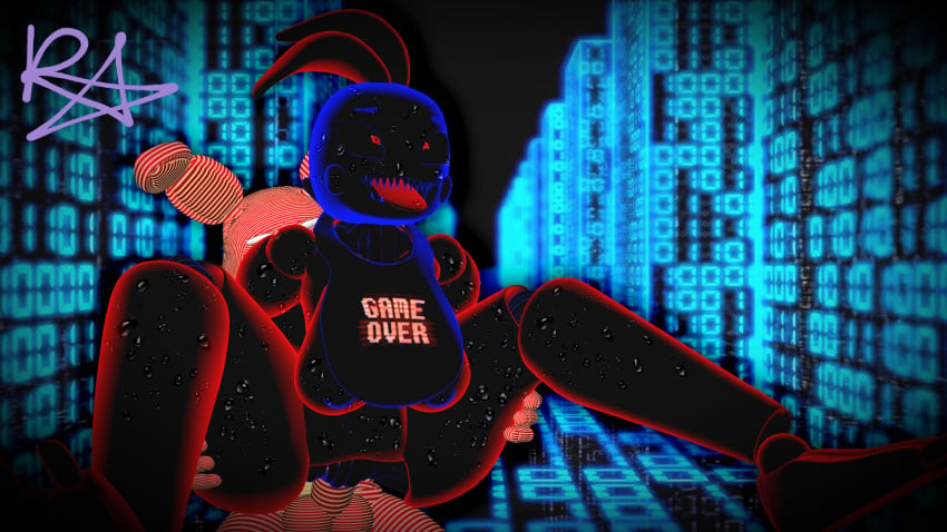 animatronic animatronics binary_code blue_nipples blue_skin chicken cinema4d cinema_4d creepy eye_roll five_nights_at_freddy's five_nights_at_freddy's:_special_delivery five_nights_at_freddy's_2 five_nights_at_freddy's_ar fnaf full_nelson game_over game_over_chica highscore_toy_chica_(fnaf) illumix red_balls red_eyes red_penis red_skin scottgames sex sharp_teeth straight sweat system_error_toy_bonnie tongue tongue_out toy_bonnie_(fnaf) toy_chica_(fnaf)