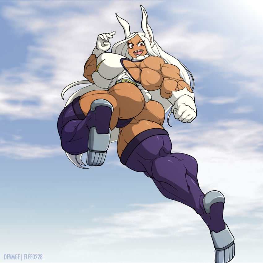 1girls abs biceps dark-skinned_female dark_skin devmgf elee0228 extreme_muscles female female_only huge_muscles hyper_muscles large_breasts miruko muscles muscular muscular_female my_hero_academia rumi_usagiyama solo solo_female thick_thighs