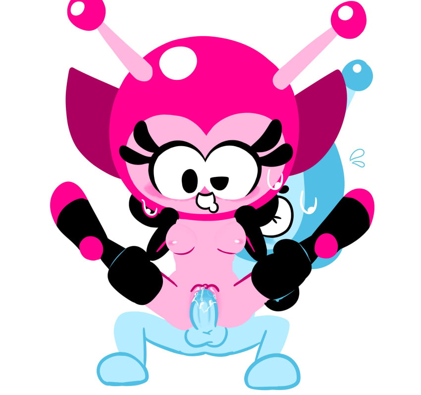 2020 blue_skin female highres male mina-girl no_outlines penis pink_skin pussy sex sweat testicles vaginal_penetration video_games vita-boy vitamin_connection wayforward