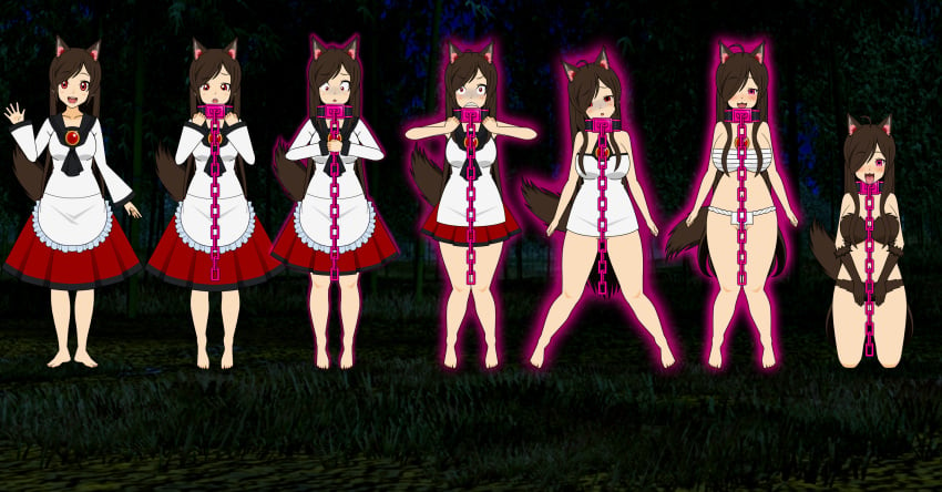 ass_expansion bimbo bimbofication brainwashing breast_expansion corruption female kagerou_imaizumi kisekae piepiepiethesecond touhou transformation transformation_sequence wolf_girl