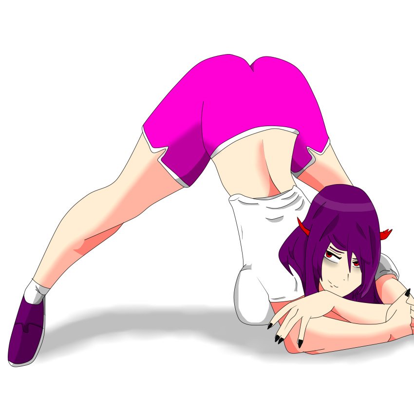 ass ass_up big_ass butt devil_trigger discord fabia_arms_(devil_trigger) female horns jack-o_pose kennysparda(artist) meme purple_hair red_eyes shoes