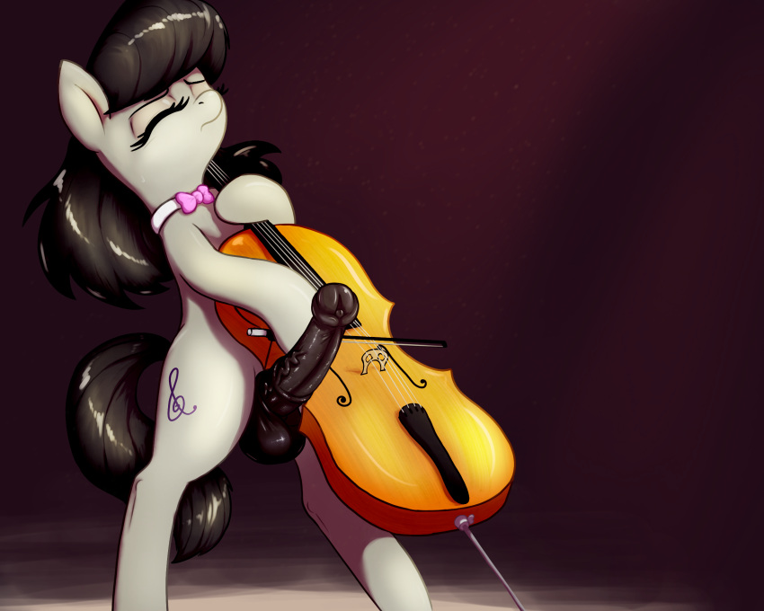 1futa animal_genitalia animal_penis black_hair bow_tie bowed_string_instrument cello closed_eyes equid equine equine_penis feral friendship_is_magic futa_only futanari genderswap_(ftm) genitals grey_body hair hasbro hi_res horse male male_only mammal musical_instrument my_little_pony octavia_(mlp) penis pony solo solo_futa standing string_instrument t72b