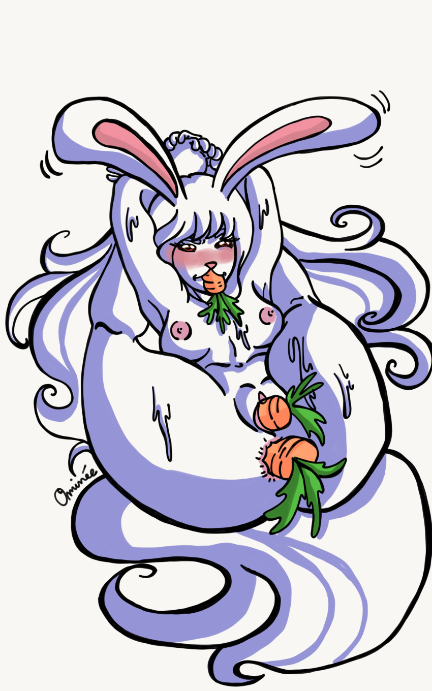 bunny carrot carrot_(one_piece) female female_only ominee one_piece sulong_carrot white_hair white_skin