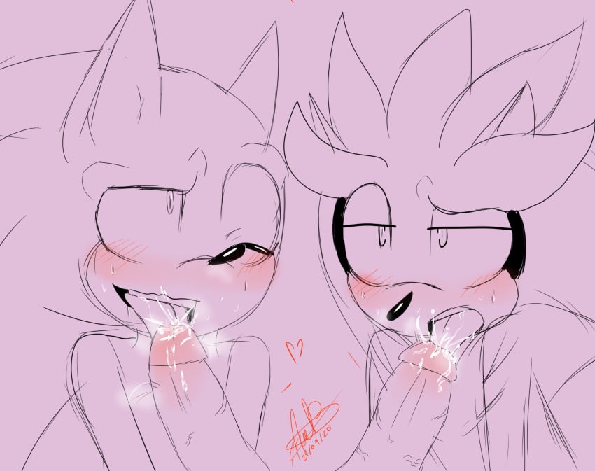 oral oral_sex penis silver silver_the_hedgehog sonic_(series) sonic_the_hedgehog sonic_the_hedgehog_(comics) sonic_the_hedgehog_(series) yaoi