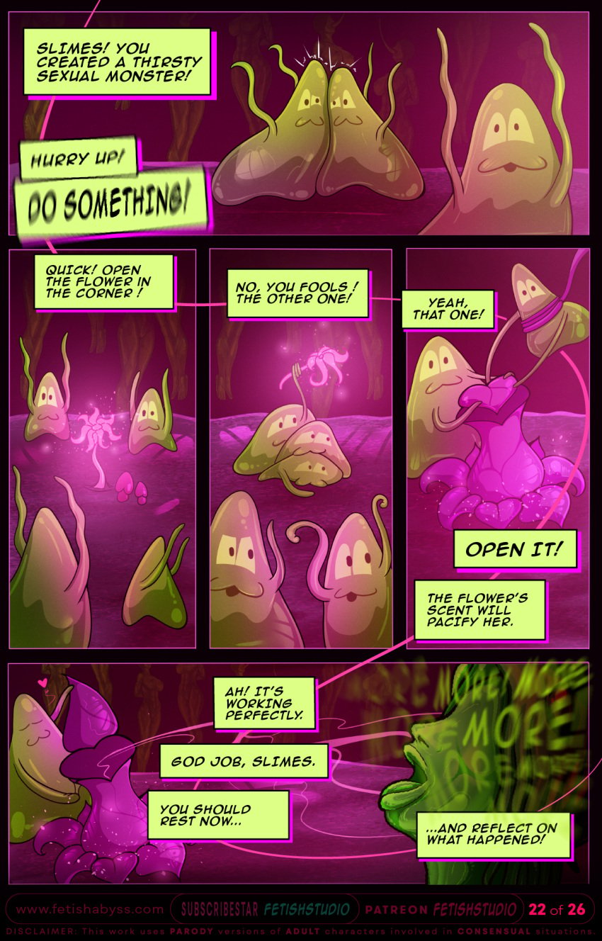 comedy comic comic_page cute_slimes fetish_studio fetishabyss fetishstudio full_color slime slimes story_at_source stupid_slimes