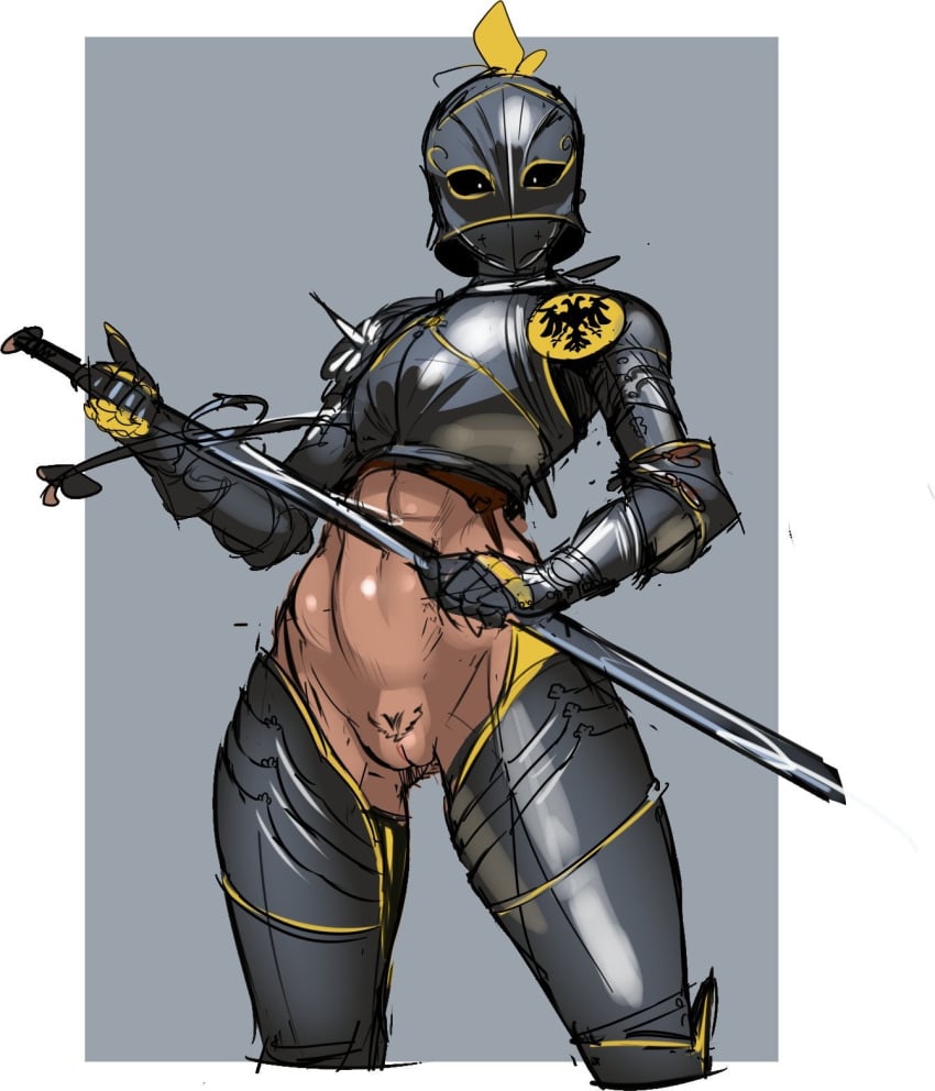 1girls 2021 abdominal_tattoo abs arm_guards armor armor_plates armor_removed armored armored_arm armored_female armored_gloves armour armour_fetish armwear athletic athletic_female besagew bevor bottomless bottomless_female bottomless_knight breast_plate breastplate bricc buffet casual_nudity chain_mail chainmail chest_armor chest_plate chestplate convincing_armor couter couters cuirass cuisse cuisses dark-skinned_female dark_armor dark_helmet dark_skin eagle elbow_armor elbow_cop faceless_female fan_plate female female_knight female_warrior fit fit_female gambeson gauntlet gauntlets germanic_knightess(nisetanaqa) gloves gold_(metal) gold_trim gorget gothic gothic_armor gothic_girl handgear handwear head_gear head_wear headgear headwear helm helmet helmet_(visor) helmet_with_visor hi_res highres holding_sword holding_weapon hosen joint_armor knight knight_armor knight_girl knight_helmet knightess leg_armor leg_wear leggings legwear long_sword looking_at_viewer mail_(armor) medieval medieval_armor medieval_armour medieval_clothing medieval_weapon melee_weapon metal_armor metal_armour metal_gloves metal_helmet muscular muscular_abs muscular_female neck_armor nisetanaqa no_panties partially_clothed plackart plate_armor plate_armour plume pointless_armor poleyn poleyns pubic_tattoo pussy removed_armor rerebrace rerebraces rondel_(armor) sallet shoulder_armor simple_background solo solo_female spaulders steel_armor steel_armour stomach_tattoo sword tan_body tan_skin tattoo tattoo_on_belly top_wear topwear vambraces visor_(armor) visor_(helmet) visor_closed visor_helmet warrior weapon zweihander