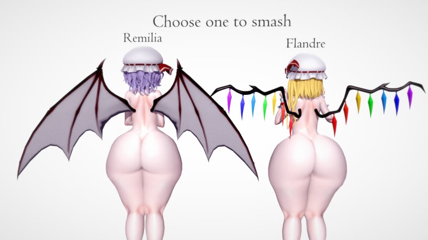 2girls 3d ass ass_comparison ass_crack ass_focus bat_wings big_ass big_butt blonde_female blonde_hair blue_hair bottom_heavy bubble_butt caked_up completely_nude completely_nude_female dat_ass dumptruck_ass fat_ass female female_only flandre_scarlet flat_chest huge_ass huge_butt hugeassfan koikatsu large_ass light-skinned_female light_skin multiple_girls naked naked_female nude nude_female remilia_scarlet ribbon round_ass shiny_ass shiny_skin short_hair shortstack small_breasts thick_ass touhou white_background wide_hips wings