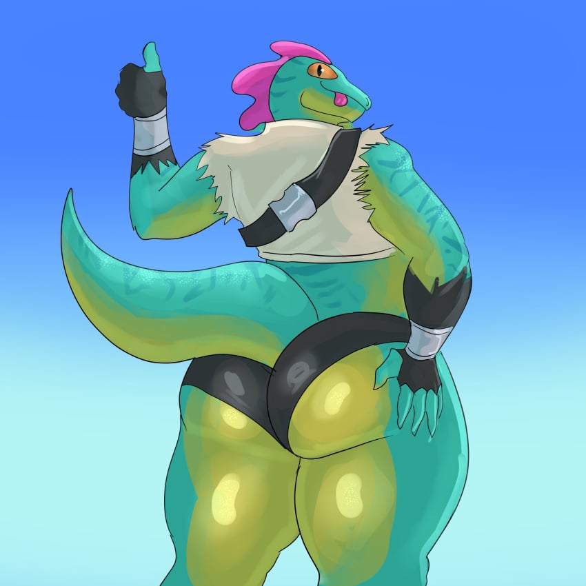 anthro big_ass bubble_butt epic_games fortnite gecko huge_ass kuroinsolitude lizzik_(fortnite) reptile tagme thick_thighs wide_hips