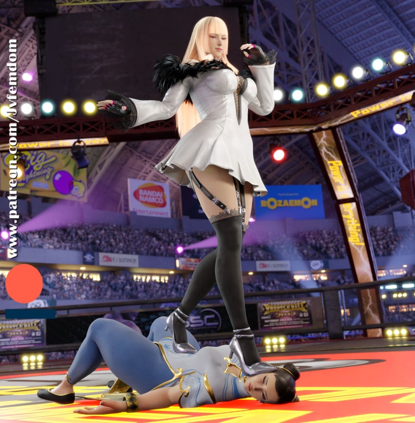 2girls 3d 3d_(artwork) absurd_res african african_female arrogant beaten between_legs between_thighs blender brown_hair buns catfight china_dress chun-li crush crushing defeated dominant dominant_female domination dominatrix emilie_de_rochefort female female/female female_domination female_on_female female_only femdom fight foot_on_face foot_on_head girl_on_girl girls girls_only helpless highres humiliated humiliating humiliation interracial jpeg jvfemdom legs light-skinned_female light_skin looking_pleasured mask multiple_girls pinned pinned_down pose round_ass round_butt sadism sadistic sadistic_girl scissorhold short_hai smile smirk smug smug_face smug_grin stepped_on stepping_on_face stepping_on_head stomp stomping street_fighter street_fighter_6 submission submission_hold submissive tekken tekken_8 thick_ass thighs trample trampling utter_domination voluptuous voluptuous_female walking_over_person wrestling yuri