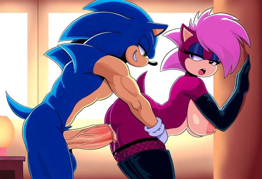 ai_generated ass blue_body breasts incest incest_(lore) magenta_fur male/female pink_hair sex sonia_the_hedgehog sonic_(series) sonic_the_hedgehog sonic_the_hedgehog_(series) sonic_underground sonic_x_sonia straight veiny_penis