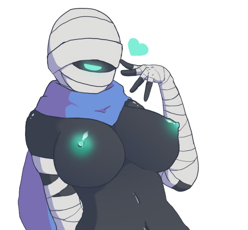 1_eye ahegaokami anthro black_body black_skin breasts female heart humanoid nuclear_throne rebel_(nuclear_throne) scarf solo