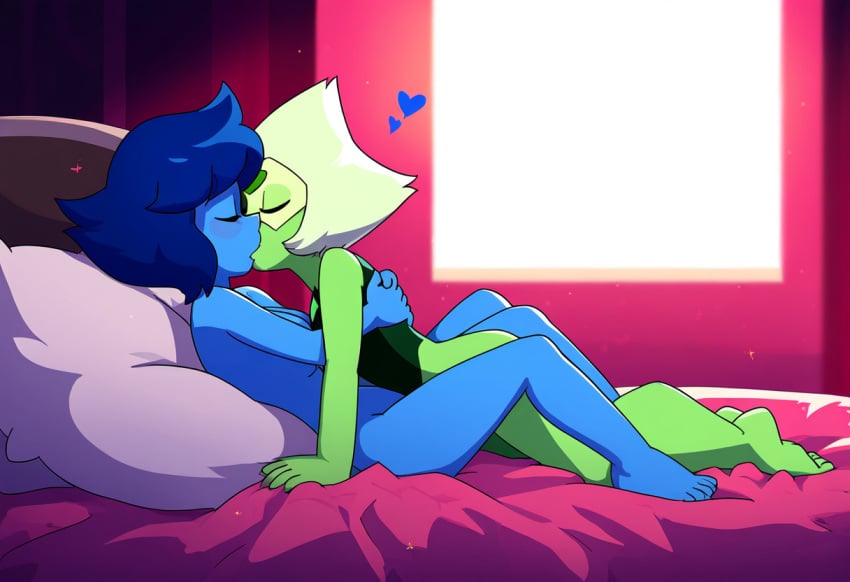 ai_generated kissing lapis_lazuli_(steven_universe) novelai nude peridot_(steven_universe) steven_universe yuri