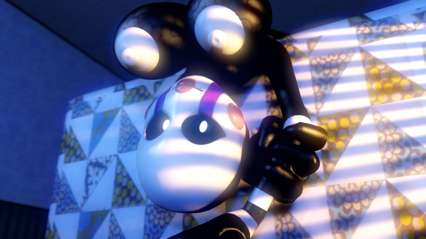 3d 3d_(artwork) bed big_breasts breasts classic_fnaf_2_marionette classic_fnaf_2_puppet five_nights_at_freddy's five_nights_at_freddy's_2 marionette_(fnaf) original_fnaf_2_marionette original_fnaf_2_puppet puppet_(fnaf) solo solo_female upside-down white_eyes