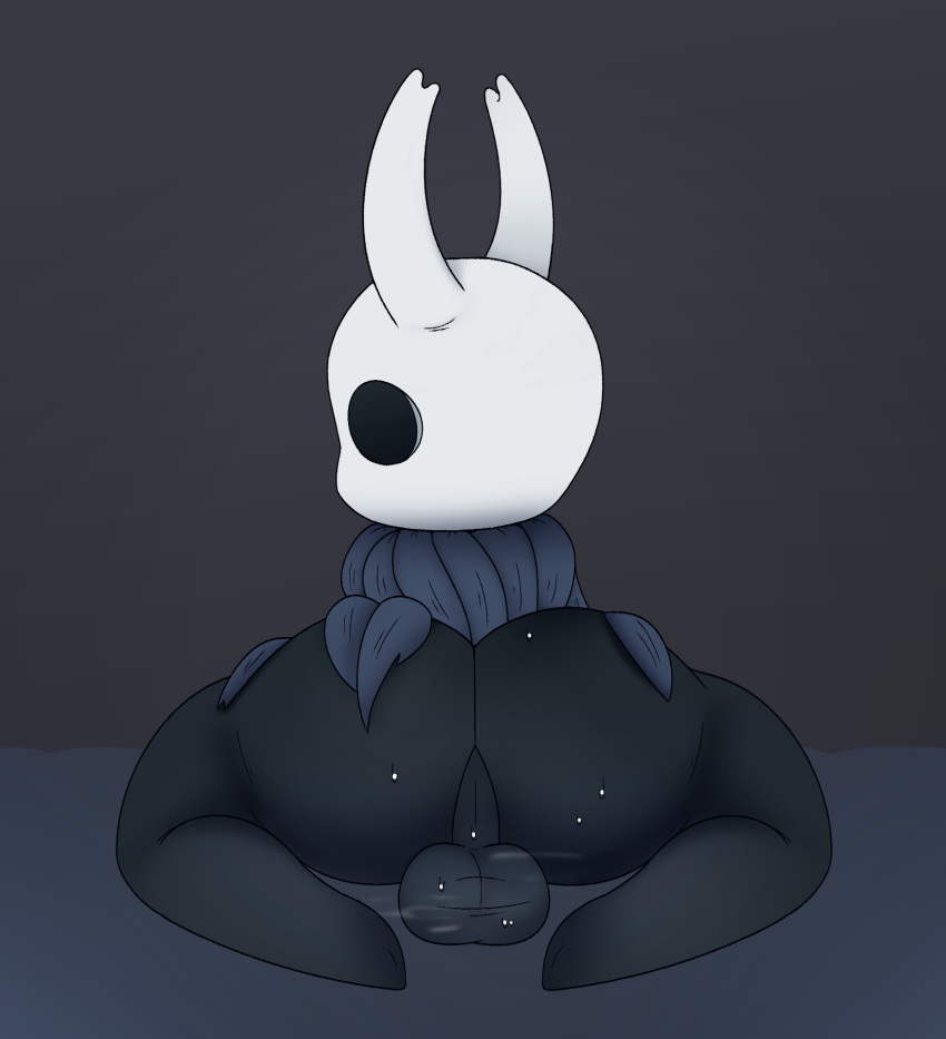 1boy ass balls boy bug hollow_knight hornynym protagonist_(hollow_knight) solo_male steam sweat