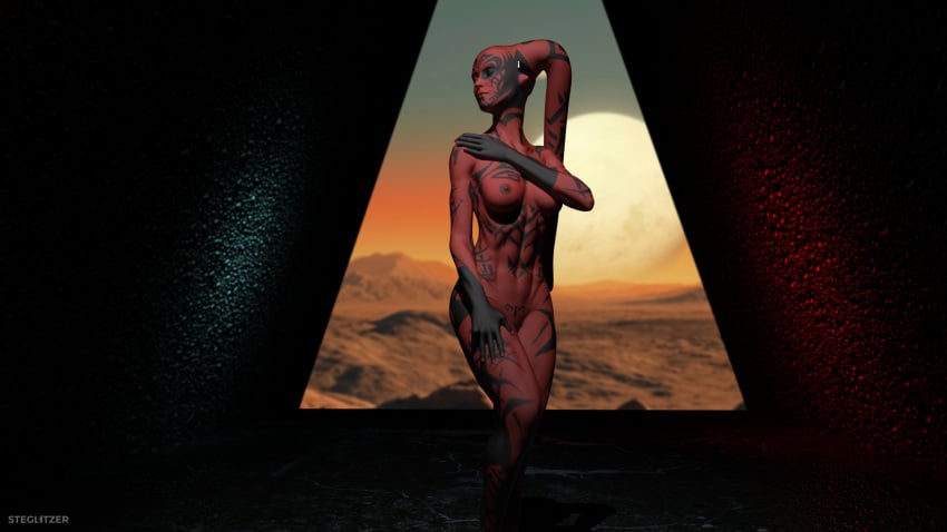 3d darth_talon large_breasts nude nude_female red_skin sith sith_lord star_wars steglitzer tentacle_hair tentacles twilek
