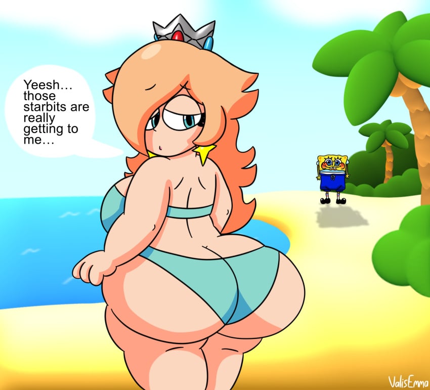 beach big_ass bikini mario_(series) princess_rosalina spongebob_squarepants spongebob_squarepants_(character) valisemma wide_hips