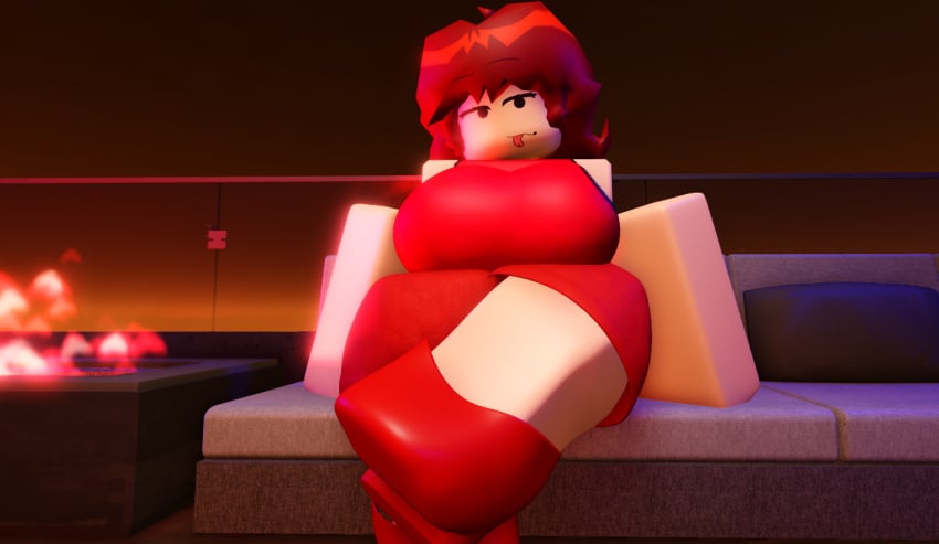 1girls 3d auburn_hair dress friday_night_funkin girlfriend_(friday_night_funkin) jhavubut_nsfw roblox robloxian self_upload tagme