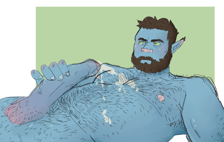 chubby chubby_male creature_(starrry_knightt) firbolg hairy hairy_armpits hairy_balls hairy_chest hairy_legs hairy_testicles male male_only original_character penis starrry_knightt