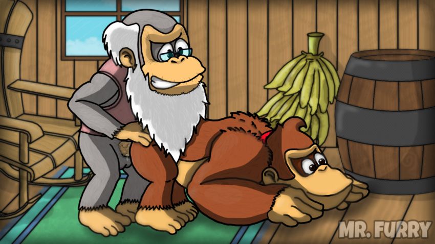 anal beard cranky_kong donkey_kong donkey_kong_(series) donkey_kong_country gorilla male_only mr_furry2 nintendo sex