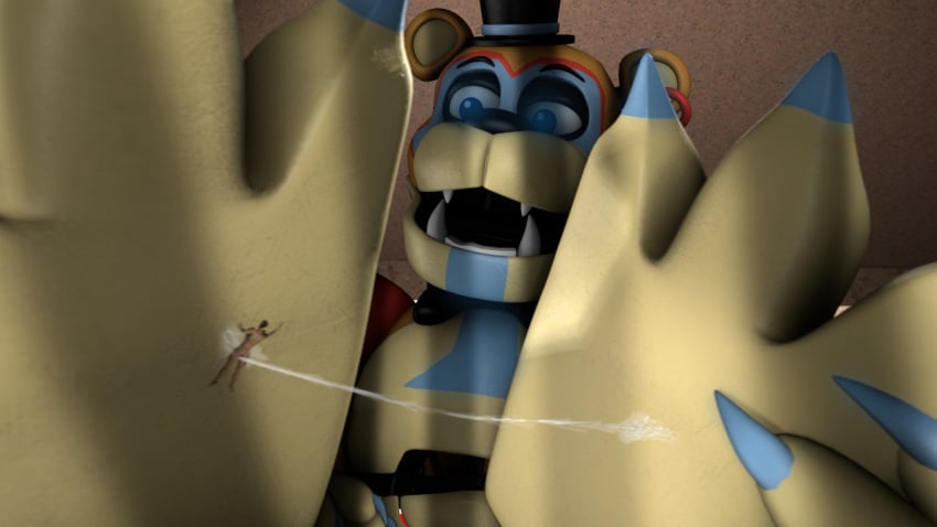 2020 2boys 3_toes 3d ackackacka animatronic anthro barefoot big_feet black_hair blue_body blue_eyes bodily_fluids bodypaint bow_tie brown_background claws close-up crush cum cum_on_feet cum_string digital_media_(artwork) duo face_paint fangs feet fingers five_nights_at_freddy's five_nights_at_freddy's:_security_breach foot_fetish foot_focus furry gay genital_fluids glamrock_freddy_(fnaf) hair hand_on_feet human machine macro macro_male macrophilia male male/male male_only mammal micro multicolored_body multicolored_ears nude open_mouth orange_body orange_ears orgasm robot rockstar round_ears sharp_claws sharp_teeth short_hair simple_background sitting size_difference source_filmmaker squish tan_body tan_ears tan_skin teeth toe_claws toes ursid video_games yaoi