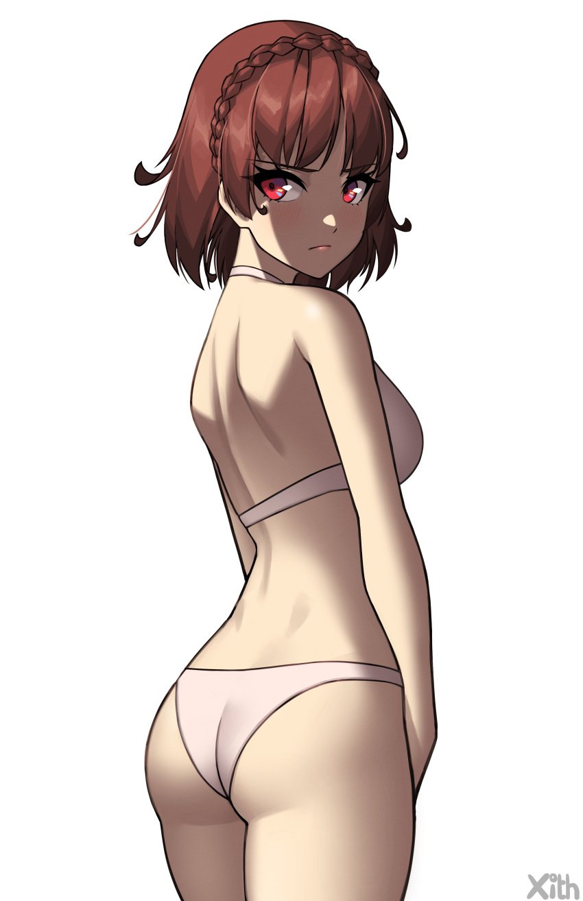 ass atlus bra female female_only makoto_niijima panties persona persona_5 sideboob solo underwear x_xith_x