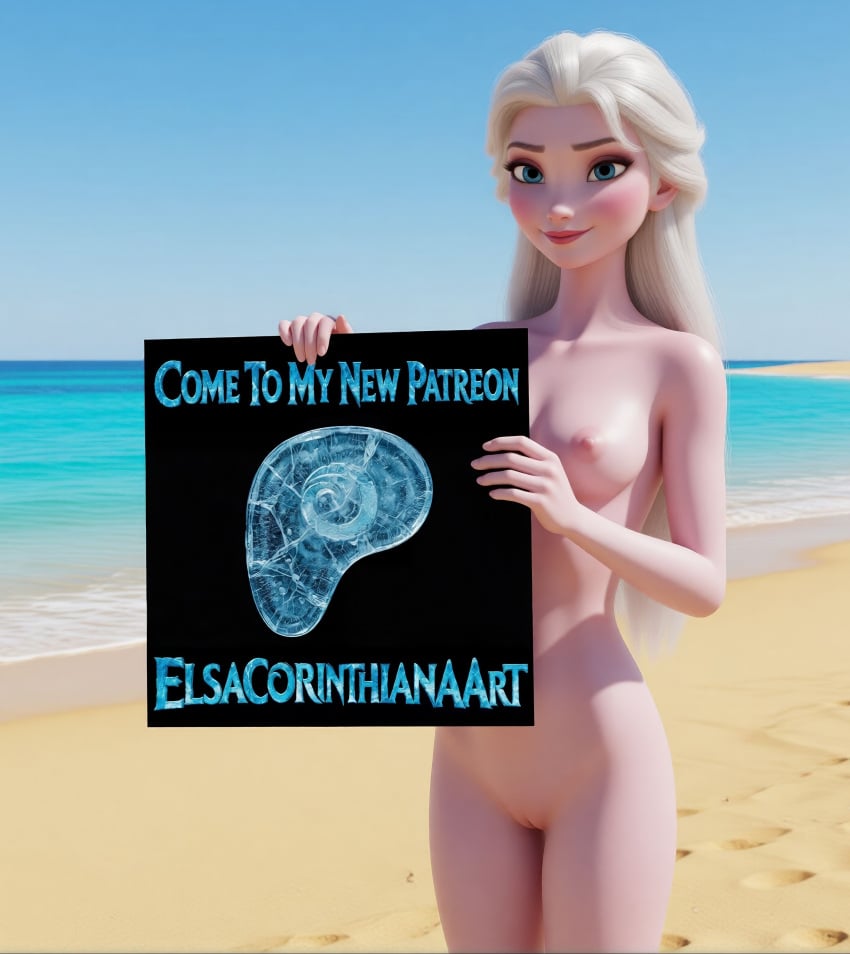 1girls 3d ai_generated beach blue-eyed_female blue_eyes blue_sky blue_sky_background breasts disney disney_princess elsa_(frozen) elsacorinthiana exposed exposed_breasts female female_naked female_nude female_nudity female_only frozen_(film) heat high_quality light-skinned_female light_skin medium_breasts naked naked_female navel nipples nude nude_beach nudist nudist_beach nudity outdoor_nudity outdoors patreon patreon_artist patreon_exclusive patreon_link patreon_logo patreon_only_post patreon_reward patreon_url patreon_username patreon_watermark pixar pixar_style princess pussy showing_breasts solo_female standing thin_female uncensored white_hair
