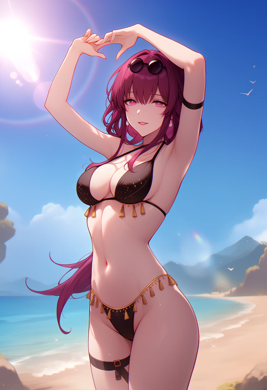 1girls 2026 2d 2d_(artwork) ai_assisted ai_generated areola areolae beach beach_background big_breasts bikini bikini_bottom bikini_top bra breasts cleavage digital_drawing_(artwork) digital_media_(artwork) female female_focus female_only hi_res high_quality high_resolution highres honkai:_star_rail honkai_(series) hoyoverse kafka_(honkai:_star_rail) light-skinned_female light_skin nipples panties petite petite_body petite_female pink_eyes pink_hair presenting presenting_breasts seducing seductive seductive_eyes seductive_look slim_waist