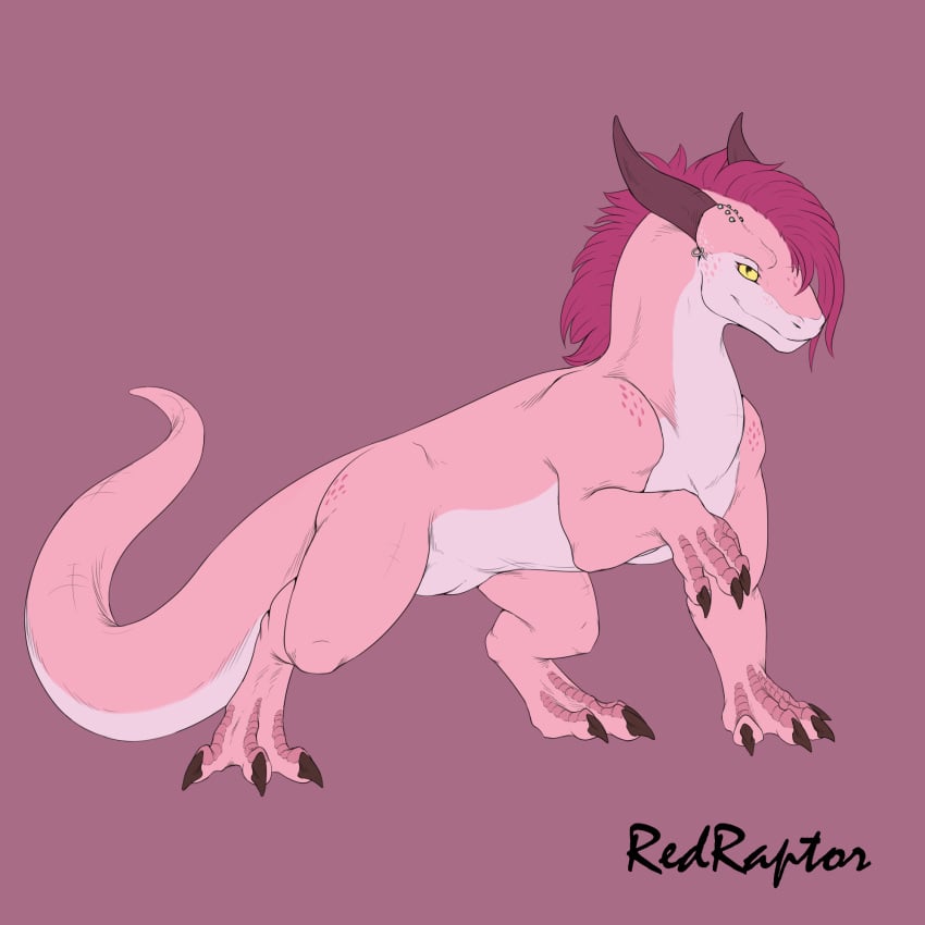 1:1 ambiguous_gender dragon eros_(ferobird) feral hi_res horn mane piercing redraptor16 slit solo