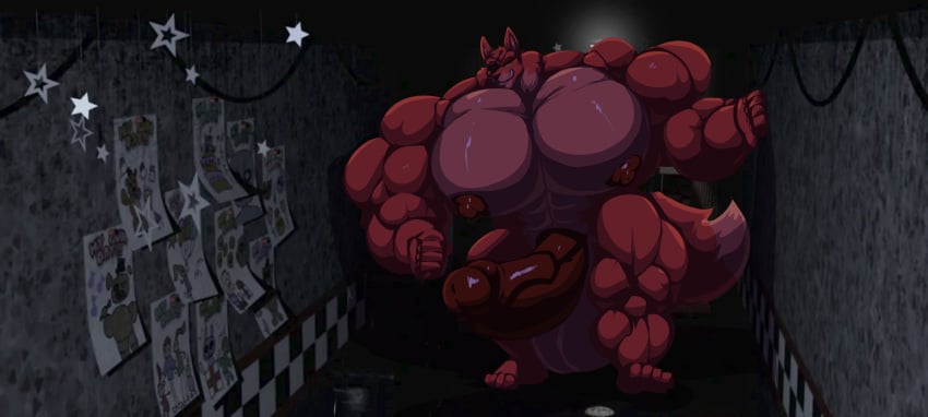 2021 absurd_res anthro areola balls barazoku biceps big_areola big_balls big_muscles big_nipples big_pecs big_penis bobert canid canine checkered_floor checkered_wall erection eye_patch eyewear five_nights_at_freddy's fox foxy_(fnaf) fur genitals hi_res huge_areola huge_balls huge_cock huge_muscles huge_nipples huge_pecs humanoid_genitalia humanoid_penis hyper hyper_areola hyper_balls hyper_genitalia hyper_muscles hyper_nipples hyper_pecs inside looking_at_viewer male male_only mammal muscular narrowed_eyes nipples pecs penis pirate red_body red_fur red_tail restaurant smile solo squint standing star teeth thick_penis triceps video_games whiskers yellow_eyes