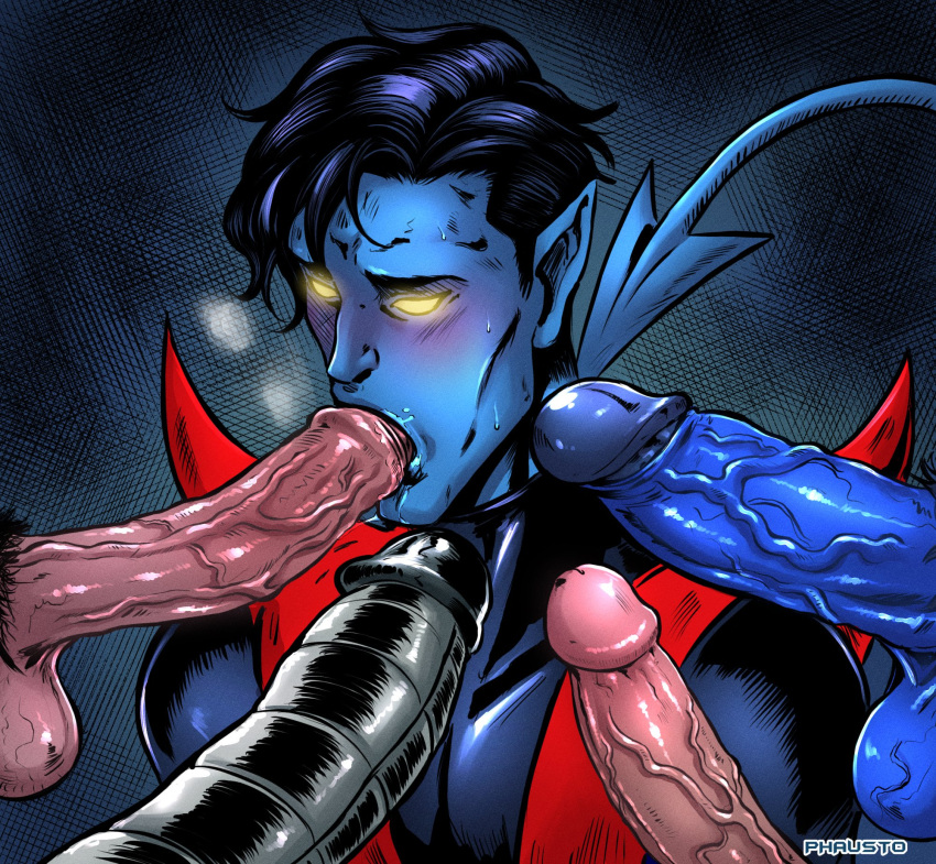 5boys beast_(x-men) blowjob blue_skinned_male clothed colossus cyclops_(x-men) group group_sex hank_mccoy huge_cock kurt_wagner male male/male male_only marvel nightcrawler nude penis phausto piotr_rasputin scott_summers uncensored uncut wolverine_(x-men) x-men yaoi yellow_eyes