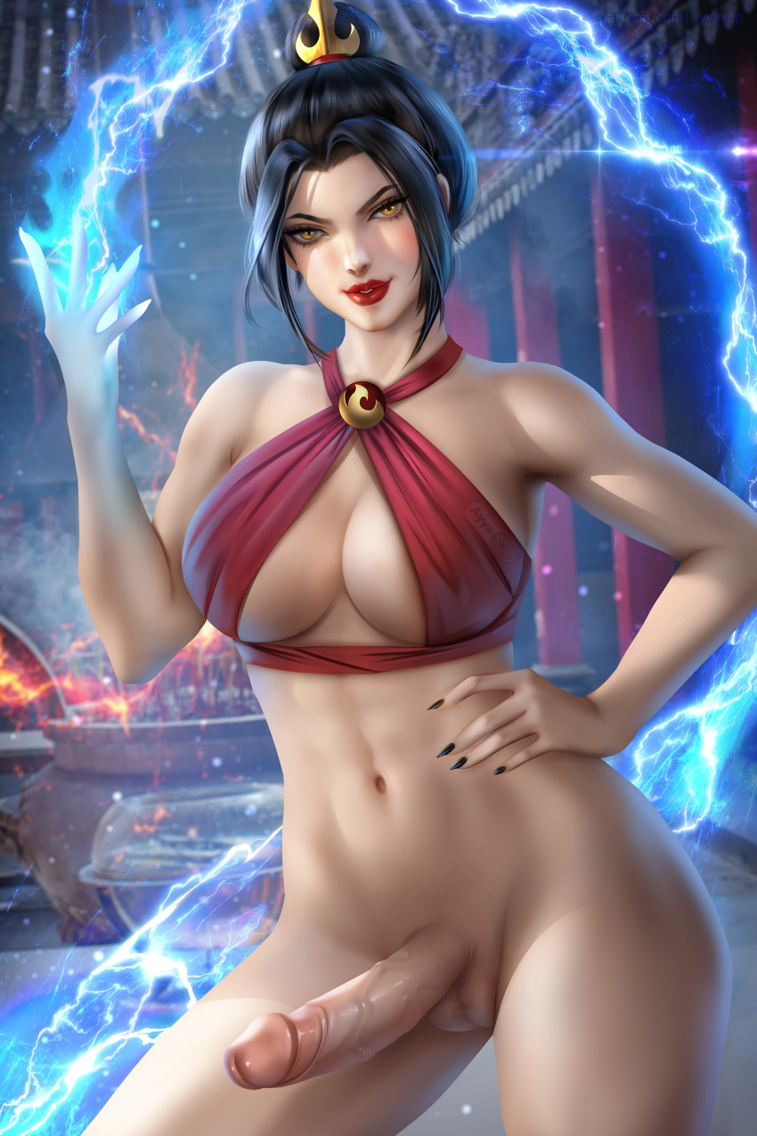 1futa abs avatar_the_last_airbender ayyasap azula balls big_breasts big_penis black_hair bottomless bra breasts cleavage clothed clothing crown dickgirl evil_grin evil_smile fire futa_only futanari hair_bun hand_on_hip large_breasts lighting looking_at_viewer nail_polish nails nickelodeon penis realistic red_lips red_lipstick sharp_fingernails solo standing thick_penis toned veiny_penis yellow_eyes