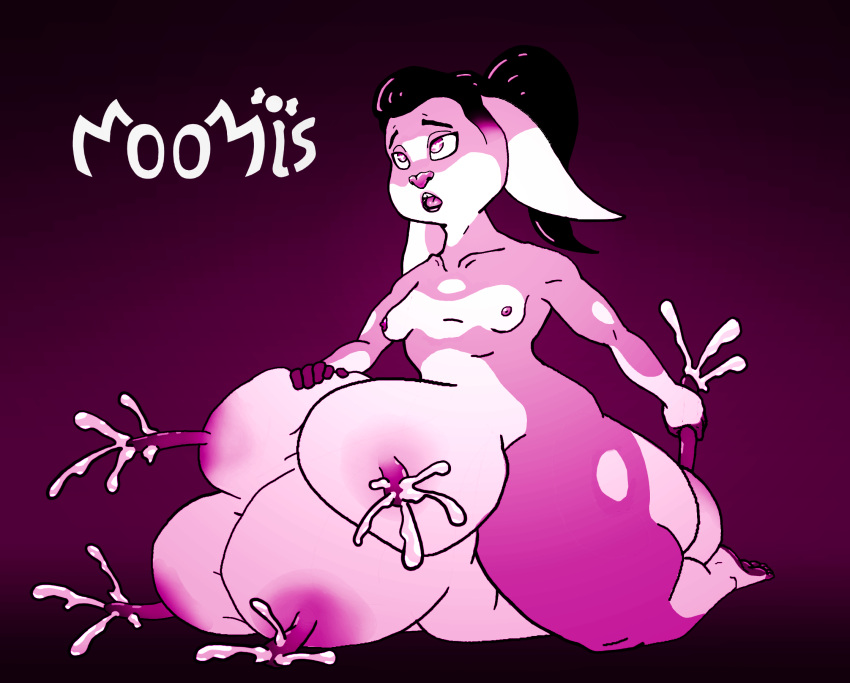 <3_eyes anthro areola big_areola big_udders bodily_fluids breast_milking breasts clothed clothing cute_face digital_media_(artwork) ejaculation eyebrows feet female flat_chested flat_colors fur genitals hair heart hi_res huge_hips huge_thighs huge_udders humanoid_feet hyper hyper_genitalia hyper_udders lactating lagomorph leporid lips long_nipples mammal masturbation milk moomis nipples no_underwear open_mouth orgasm orgasm_face overweight overweight_anthro overweight_female ponytail projectile_lactation rabbit simple_background sitting small_breasts small_nipples solo teats thick_bottom_lip thick_eyebrows thick_thighs topwear udders