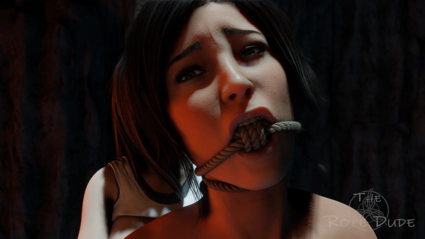 3d 3d_(artwork) ball_gag bondage capture captured damsel_in_distress domination femdom final_fantasy final_fantasy_vii final_fantasy_vii_remake gag gagged kidnapped lara_croft lara_croft_(survivor) looking_at_viewer restrained rope rope_bondage rope_gag scared theropedude tifa_lockhart tomb_raider